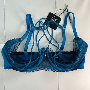 Honey Birdette RARE SASSY K Push Up BRA Lace Strappy Sexy Lingerie NWT 34DDD/F